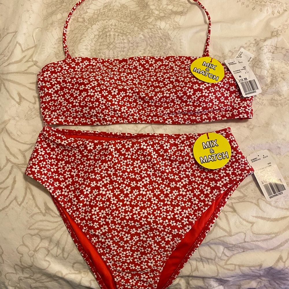 Red Flower Bikini Set
